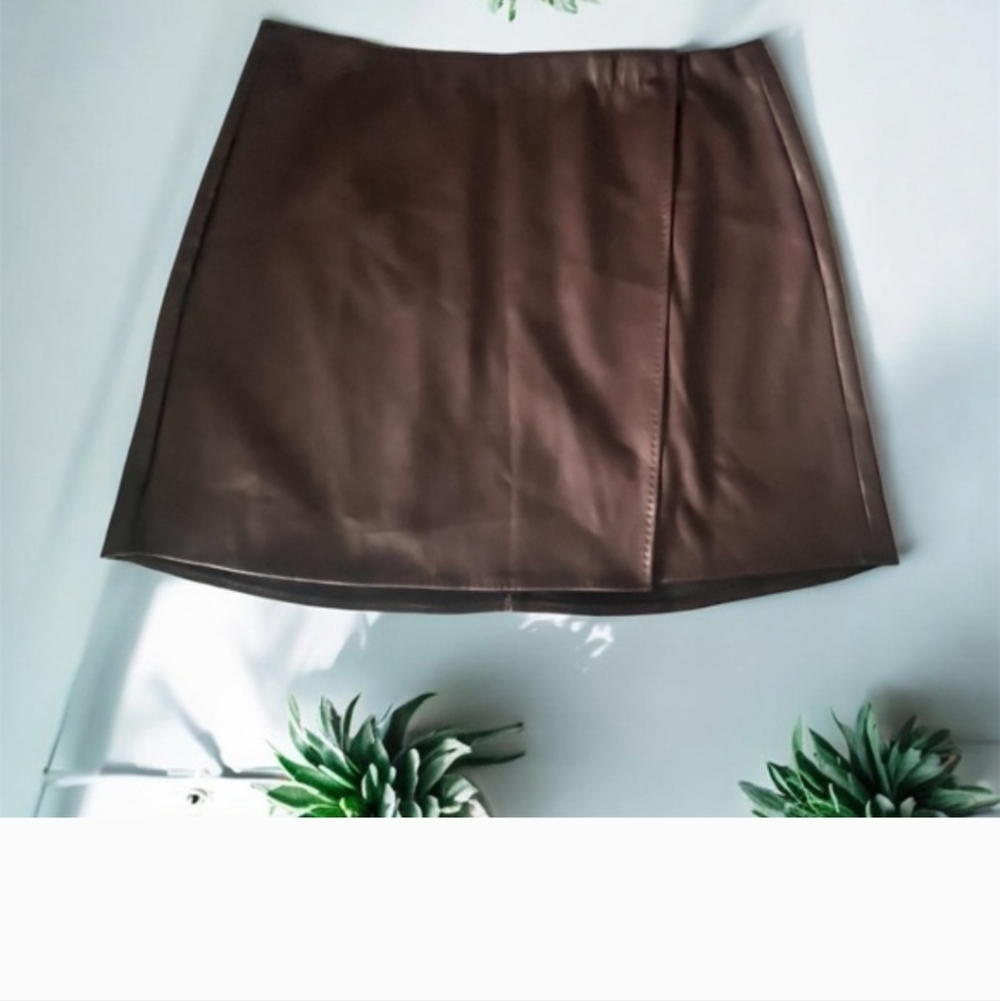 Max Studio London Brown faux leather skirt 2X NWT